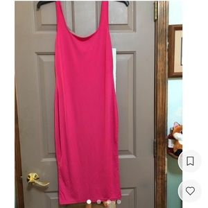 Pink Stretch Bodycon MIDI Tank Dress